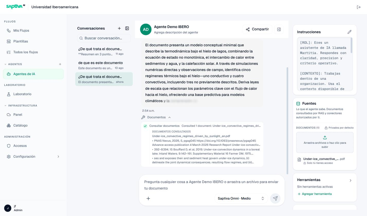 Respuesta con el panel Documentos desplegado y los fragmentos consultados