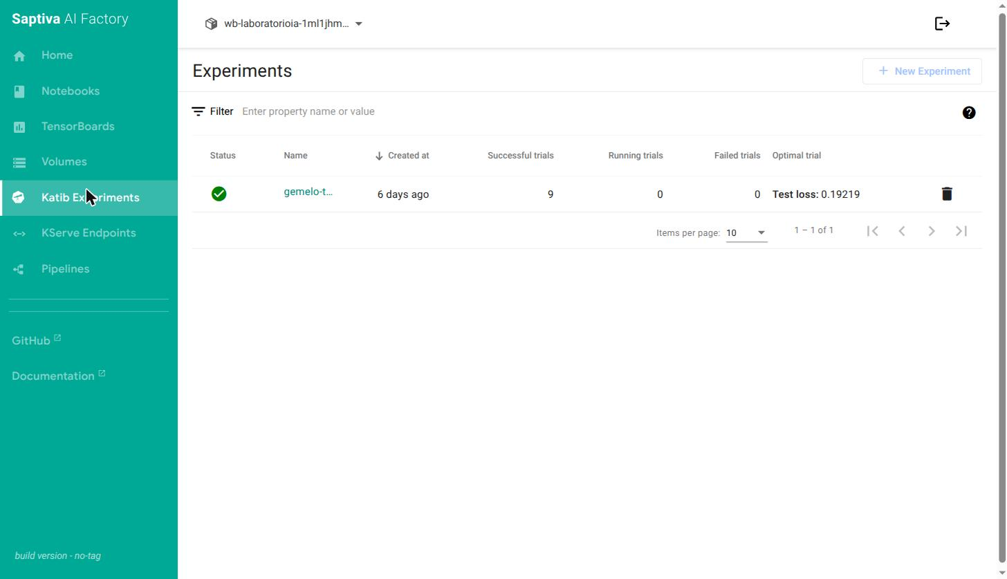 Lista de experimentos con trials y el trial óptimo
